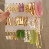 Ensemble de boucles d'oreilles colorées à la mode pour femmes filles résine verte perle couleur or cercle en métal balancent mode 230710