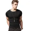 Abiti da uomo T-shirt manica corta collo H132 Pure Color Brief Uomo Lycra Cotton Man T Shirt Abbigliamento per uomo