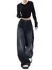 Vintage Women Wide Leg Jeans Harajuku Baggy Denim Trousers Oversized Grunge Streetwear Y2k Autumn Pants Korean