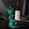 Decorative Objects Home Decoration Animal Figurines Holders Resin Craft Bulldog Statue Wine Bottle Holder Desk Table Champagne Rack Room Decor T230710