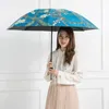 Paraguas plegable a prueba de viento paraguas Van Gogh pintura al óleo paraguas de sol paraguas femenino paraguas de protección solar al aire libre