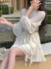 Urban Sexy Dresses Summer Beach Style Chiffon Y2K Mini Dress Office Lady Lady Long Sleeve Elegant Dress Korean Fashion Clothing 230707