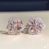 Stud Earrings 2023 Fashion Rose Gold Color Silver Flower For Women Party Gift Jewelry Wholesale Items E8120