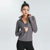 lu Damen Yoga-Jacke mit langen Ärmeln, einfarbig, Reißverschluss hinten, Turnhallenjacken, formend, Taille, eng, Fitness, Jogger-Outfit, Sportbekleidung für Damen ll1282