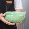 Miski Longquan seledyn zagęszczony duża miska na zupę makaron ryżowy kreatywna ceramiczna strona główna piwonia El zastawa stołowa