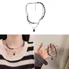 Pendant Necklaces Double Layer Necklace Sweet Cool Square Crystal Charm Clavicle 40GB