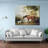 Alta qualità fatta a mano George Stubbs Art Painting Ballerinabay Horse and White Dog Classical Canvas Artwork Wall Decor