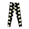 Active Pants Nineties Daisy Ditsy Pattern On Black Leggings Sport Shoes Women