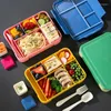 Set di stoviglie Bento Lunch Box per bambini Organizzatore di stoccaggio a scomparti divisi a prova di perdite universale Custode di pasti all'aperto multifunzionale