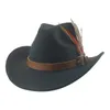 Cowboy Western Hoed voor Mannen Vrouwen Riem Veer Panama Jazz Caps Vintage Brede Rand Hoed Kaki Koffie Sombrero Hombre