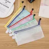 Storage Bags 1PCS Stationery Folder File Mesh Zipper Pouch Document Bag Zip Folders School Office Supplies