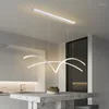 Lampadari Lampadario a LED moderno semplice Nordic Sala da pranzo creativa Bar Cucina Soggiorno Camera da letto Lampada a sospensione di design in linea bianca nera