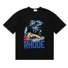 s-xl rhude mens t shirt designer t shirt men shirt summer round neck casual short sleeve american fashion brand racing letter printing couple clothing