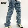 Jeans da uomo Kakan High Street Washed Cat Beard Harlan Patch per uomo Pantaloni con piedi slim fit consumati K27g37 230710