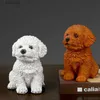 Decorative Objects Figurines Cute Bichon Frise Sculpture Decoration Simulation Puppy Pet Model Modern Teddy Dog Animal Figurine Resin Crafts Bedroom Decor