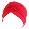 Abbigliamento etnico WLP Cotone Tinta unita Musulmano Elastico Donne Turbante Bandane Torsione Fascia Ordito Femminile Hijab Cap Arab Knot Wrap