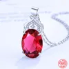 Catene 925 Sterling Silver Red Crystal Crown Collane per le donne Glamour Jewelry Party Gift