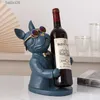 Objetos decorativos Decoração para casa Estatuetas de animais Titulares Resina Artesanato Estátua de Bulldog Suporte para Garrafa de Vinho Mesa Mesa Rack de Champanhe Decoração do Quarto T230710