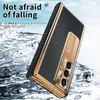 Plating lederen hoesjes voor Samsung Galaxy Z Fold 5 Case Pen Slots Scharnier Beschermfolie Cover