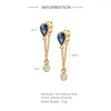 Dangle Earrings 925 Sterling Silver Chain Tassel Earring For Women Ins Style Blue Purple Waterdrop Cubic Zircon Drop Jewerly