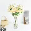 Decorative Flowers 4 Heads/Branch Artificial Eustoma Grandiflorum Roses Silk Simulation Home Wedding Garden Decoration Flores With Leaves