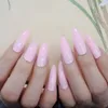 False Nails Gel Polish Press On Nail Stiletto XL Long Faux Light Pink Pure Color Pointed Curved Fake