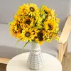 Fleurs décoratives tournesol fleur artificielle soie longue branche plante mariage jaune décor floral été maison cadeau d'anniversaire fournitures de fête