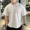 Heren T-shirts Spier T-shirt Bodybuilding Fitness Mannen Tops Katoen Singlets Plus Big Size Tshirt Katoen Mesh Losse Korte Mouw 230710