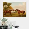 Peint à la main George Stubbs cheval peinture deux chevaux dans un enclos toile Art classique paysage famille chambre décor