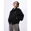 Chaquetas de mujer Deeptown Vintage Bomber Corp chaqueta mujer de gran tamaño moda coreana ropa de calle corta prendas de vestir estilo Harajuku abrigos de chándal