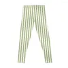 Active Pants Ticking Green And White Stripes Leggings Sports Femme Pour Physique Femme