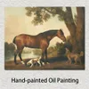 Paesaggio su tela Bay Hunter Springer Spaniel Sussex Spaniel George Stubbs Pittura Cavalli Fatti a mano Opera d'arte famosa Home Decor