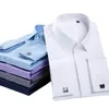 Men's Dress Shirts Quality Pink Men French Cufflinks Shirt Men's Shirt Long Sleeve Casual Male Brand Shirts Slim Fit French Cuff Dress Shirts 230710