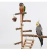 Bird Parrots Playstand Birdcage Play Gym Wood Bird Exercise Playground Large Parrot Perch Stand with Chewing Bell Toys Bird Feeding Cups Ladder Hanging Swing