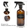 500ml Amber Glass Spray Bottle With Black Trigger Sprayer 16 Oz Round Heavy Duty Brown Water Essential Oil