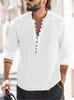 Chemises habillées pour hommes Chemise décontractée en coton et lin pour hommes Tops amples T-shirt à manches longues Printemps Automne Casual Handsome Men Shirts 230710