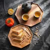 Plates Acacia Wooden Octagon Square Serving Tray Tea Cup Saucer Trays Dessert Salad Fruit Pallet Steak Plate For Kitchen