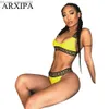 Dames Zwemkleding ARXIPA Sexy Bikini Sets Voor Vrouwen Bandage Badpak Crop Top Badmode String Badpak Hoge Cut Beachwear Effen Print Nieuwe Bader Z230711