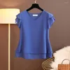 Frauen Blusen 2023 Mode Marke Sommer Kurzarm V-ausschnitt Chiffon Hemd Tops Große Größe Lose frauen Casual Shirts blusas Seda