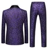 Vestes 2022 Mode Nouveaux hommes Casual Boutique Business Hôte de mariage Fleur Couleur Costumes 3 pièces Ensemble Robe Blazers Veste Pantalon Gilet Manteau