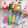 5pcs/Lot Kawaii Cartoon Christmas Mini أربعة ألوان قلم 4Colors Pens School Securd