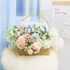 Decorative Flowers 2023 Artificial Bouquet Wedding Floristics Home Decoration Accessories Fake Plants Bride Holding