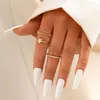 Cluster Rings Vintage Fashion Gold Color Heart Set For Women Elegant Circle Ring Female Jewelry Trendy Accessories 2023 Party Gift