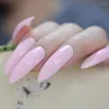 False Nails Gel Polish Press On Nail Stiletto XL Long Faux Light Pink Pure Color Pointed Curved Fake