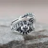 Vintage Feather Mr. Cat Rings for Women Men Trendy Silver Color Open Ring Ball Banquet Jewelry Gift Resizable