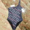 One Shoulder Swimwear Designer Womens Bikini Full Letter Printed Swimsuit Summer Beach Split Bathing Suit