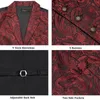 Men's Vests Luxury Silk Red Paisley Men's Vest For Wedding Business Fall Winter Sleeveless Waistcoat Man Bow Tie Handkerchief Cufflinks