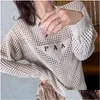 Women'S Knits Tees 2023 Designer Womens Tops Wear Net Red Met Hollow Front Letter Borduursel Losse Comfortabele Persoonlijkheid Trendy Dhavp