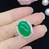 Jóias Anéis de casamento Meninas moda gelo verde jade Esmeralda zircão diamante anel de abertura de ouro branco feminino jóias de festa mãe presente de aniversário ajustável