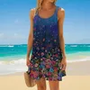 Повседневные платья Дизайн женского контрастного цветового платья с печать сексуальное бабочка цветочный пляж Женская богемия без рукавов танк